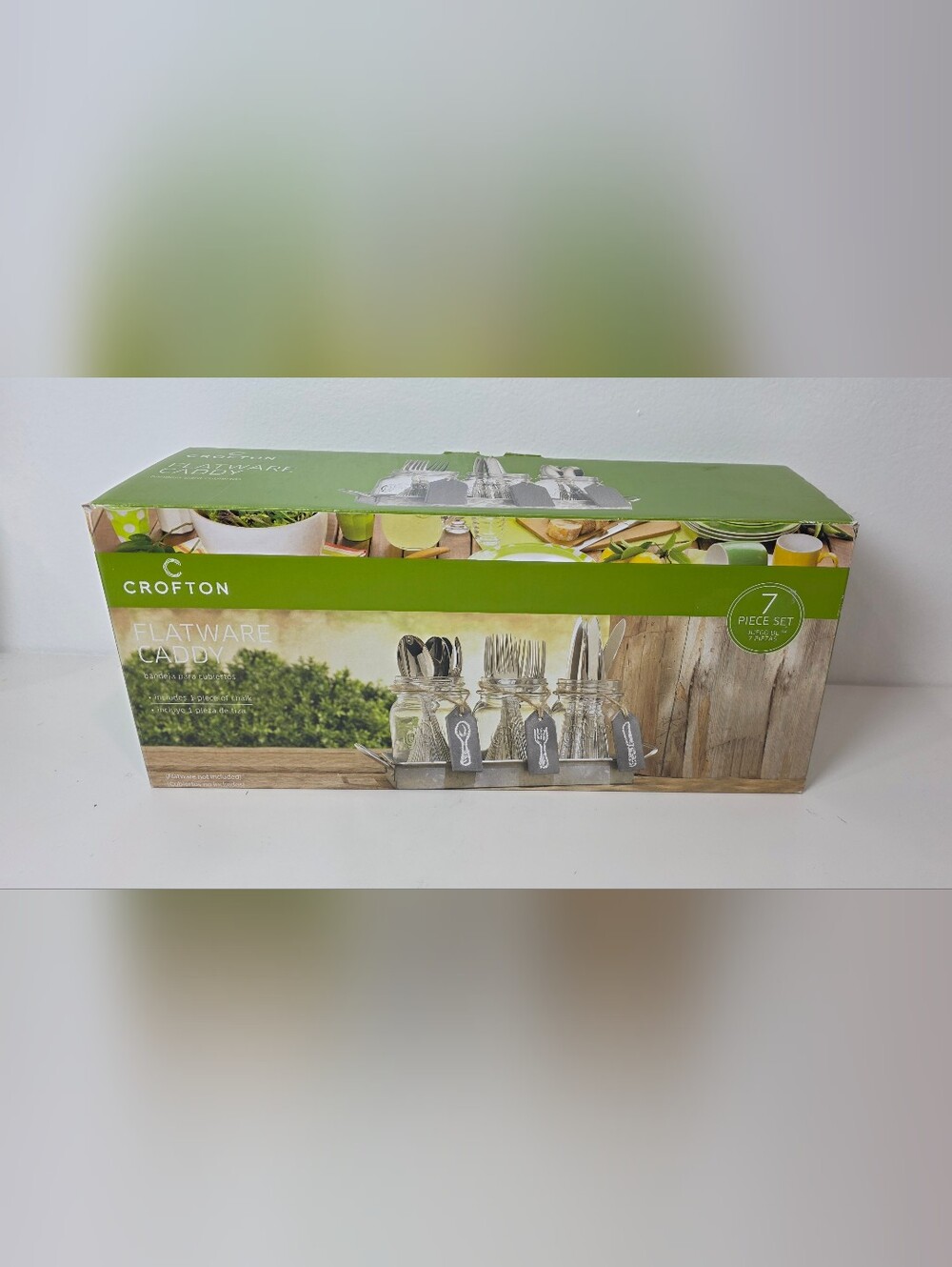 Croton Green Glass Flatware Caddy Set - 7 Piece